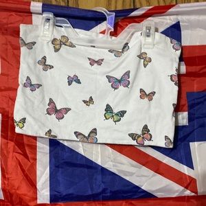 white with butterflies tube top